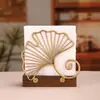 Nuevo Estilo Soporte para Servilletas de Papel de Hierro con Forma de Hoja de Ginkgo, Soporte de Madera Maciza Simple y de Alta Gama para el Hogar, Restaurante y Cafetería