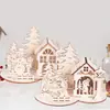 Suministros para Decoración Navideña Accesorios Rompecabezas de Madera Tridimensional Adornos de Mesa Navideños Adornos de Rompecabezas de Casa de Muñeco de Nieve Navideño