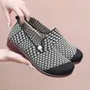 [tbottomon Fondo + Almohadilla de Artemisa] Zapatos Planos Antideslizantes de Suela Suave Slip-on para Madres de Mediana Edad y Mayores Zapatos Casuales de Tela de Suela Plana