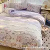 Roxo Sonhador Fofo Doce Algodão Lavado Artesanato Casa Conjunto de Quatro Peças Dormitório Conjunto de Três Peças Transfronteiriço Fábrica de Origem Nantong