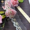 Renda bicolor 4,5cm pequena código de barras renda fio dourado bordado pérola código de barras lolita acessórios dourados em estoque