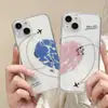 Funda de silicona azul con medio corazón, anticaída, cobertura total para teléfono para Apple 17 Pro, funda transparente para 16, 13, 17 Pro