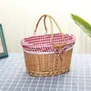 Cesto de Piquenique de Vime Cesto de Colheita Cesto de Armazenamento Cesto de Compras Cesto de Bambu Cesto de Presente Cesto de Vime para Frutas Cesto com Alça Cesto para Legumes