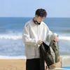 Sudadera de Corte Tridimensional Cleanfit Estilo Americano para Hombre, Nuevo Modelo de Primavera con Diseño Desestructurado, Chaqueta Top Holgada de Cuello Redondo