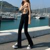 Jeans Negros Skinny con Abertura para Mujer Primavera 2022 Elásticos Cintura Alta Adelgazantes Acampanados de Hong Kong Rectos para Niños