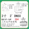 Válvula de esfera roscada de duas peças em aço inoxidável 304 q11f-16 plataforma alta rosca interna WOG alta temperatura robusta 2PC