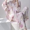Pijama de Algodão e Seda Primavera e Outono Feminino Verão Fino Calça Estampada Solta Tamanho Plus Size Menina Cheinha Pode Usar 200 Jin Roupa de Casa
