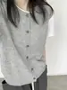 Nuevo chaleco cárdigan de punto en capas 100% lana pura para mujer, cuello redondo, estilo británico, chaqueta sin mangas