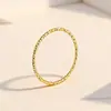 Anillo de Onda Ultrafina de Nicho, Anillo de Articulación con Textura de Cáñamo, Anillo de Acero de Titanio Cielo Estrellado Hielo Triturado Chapado en Oro de 18 Quilates