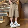 Pantalones Casuales de Raya Vertical para Hombre, Corte Holgado, Pantalones Anchos y Fluidos por Encima de la Rodilla, Cintura Elástica Simple, Pantalones Cortos