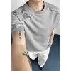 Camiseta Masculina Verão Patchwork Desconstruído High Street Americana Corte 3D Manga Curta Marca Tendência Bad Boy Cool Top Meia Manga High-End