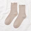 Calcetines de Moda de Tubo Medio para Mujer Estilo Coreano para Primavera y Otoño, Calcetines Largos de Encaje Estilo Jk Estudiante Japonés Lindo con Bordes Volantes