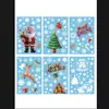 6 Pegatinas Navideñas de Copos de Nieve de Dibujos Animados Transfronterizas para Ventanas de Vidrio, Pegatinas Navideñas de Adhesión Estática con Papá Noel