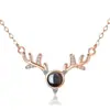 Collar de Proyección de Memoria Mismo Amor de Douyin Collar Te Amo en 100 Idiomas Joyería de Plata Transfronteriza para Mujer