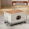 Caja de Almacenamiento para Camping, Maletero de Coche, Caja de Almacenamiento Multifuncional con Ruedas y Barra de Arrastre, Almacenamiento de Libros, Caja de Almacenamiento para Juguetes