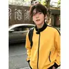 Sudadera de cuello alto con bloques de color estilo coreano para otoño 2026 para hombres y mujeres, con rayas laterales, corte holgado, efecto adelgazante y estilo cárdigan casual de manga larga