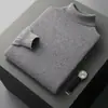 Suéter de lana pura 100% para hombre para otoño e invierno, jersey de cuello semialto, suéter de cachemira engrosado de talla grande, camiseta interior para hombre