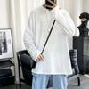 Outono manga comprida camiseta masculina solta all-match estilo Hong Kong marca da moda cor sólida camisa de fundo top em branco camisa de publicidade camiseta