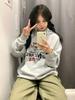 Sudadera con capucha estilo retro americano con letras pesadas para mujer, otoño e invierno, con forro polar, gruesa, moderna, de marca, para pareja, tipo jersey, holgada, moderna