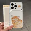 Funda de teléfono para pareja de gatos naranjas perezosos adecuada para Apple 17 Pro Max, linda para niñas, compatible con Huawei, Xiaomi, Vivo, con ventana de visualización grande