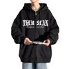 Suéter tipo cárdigan de otoño para hombre, estilo Hong Kong, deportivo, holgado, a la moda, con cremallera, ropa informal con capucha para parejas