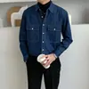 Nueva Versión Coreana Primavera y Otoño 2026 Retro Chaqueta Camisa de Mezclilla para Adolescentes Top de Manga Larga Casual Holgado para Hombre