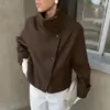 Nuevo Abrigo de Lana con Cuello Alto a Prueba de Viento para Viajes Otoño/Invierno 2026 Estilo Europeo y Americano Holgado Cardigan de Manga Larga