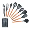Amazon Transfronterizo Punto Mango de Madera Silicona Utensilios de Cocina Juego de 11 Piezas Juego de 9 Piezas Herramientas de Cocina Juego de Espátulas