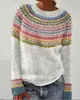 Deseo suéter de punto de moda con cuello redondo, bloques de color, corte holgado, estilo nuevo europeo y americano de Amazon, superventas para mujer