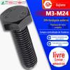 Parafuso Sextavado Externo de Aço Inoxidável 304 Preto Rosca Completa Parafuso Sextavado Externo Cabeça Sextavada Peças Padrão M4/M5/M6/M8