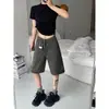 Shorts Jeans Retrô Americanos Plus Size para Mulheres Verão Gordo mm Cintura Alta Slim Reto Perna Larga Cinco Pontos Médios