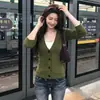 Cárdigan de punto para mujer, nuevo de otoño, transfronterizo europeo y americano, de manga larga, cuello en V, corte ajustado, abotonado, abrigo suéter versátil