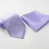 Conjunto de Gravata Masculina de 8cm Amarrada à Mão com Lenço de Bolso Liso Quadrado Pequeno, Terno de Uma Cor, Traje Formal de Negócios