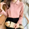 Comercio Exterior Ropa de Mujer Toma Real Elegante Otoño Nuevo Color Sólido Camisa de Mujer Manga Larga Estilo Coreano Casual Top de Mujer Camisa de Gasa