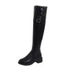 Botas Altas hasta la Rodilla para Mujer en Otoño e Invierno Estilo Nuevo Punta Redonda Tacón Alto con Tacón Grueso y Hebillas, Dos Formas de Usar Elegantes y Versátiles Botas Altas Forradas de Borrego