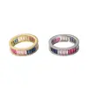 Anillos de Nuevo Estilo Transfronterizos, Anillos Rectangulares de Circonita Coloridos, Diseño de Nicho Japonés y Coreano, Anillos Unisex, Venta al por Mayor de Fábrica