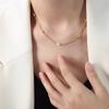 Collar de perlas de agua dulce de acero de titanio con pequeñas cuentas de grano de arroz, resistente al color, sencillo y combinable, elegante cadena de clavícula corta francesa para mujer