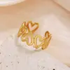 Anillo Ajustable para Mujer de Acero Inoxidable con Baño de Oro de 18K, Nuevo Estilo Transfronterizo, con Forma de Caracola, Estrella de Mar, Flor, Corazón, Joyería