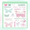 Pegatinas impermeables para tatuajes de flores y mariposas, con transferencia al agua, de color verde y rosa, para clavícula y dedos.