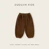 Calças de Lã Forradas Dudu's Girls, Calças Longas Outono e Inverno para Meninas Pequenas, Calças Estilosas Tipo Lanterna para Moda Infantil