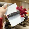 Presilha Bico de Pato Vermelho Veludo High-End, Simples Elegante Presilha para Franja, Presilha Lateral, Presilha para Cabelo Quebrado, Piranha Pequena