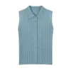 Colete Polo Tricotado Sem Mangas Estiloso e Único para Mulheres, Novo Modelo Outono 2026, Top Casual Elegante e que Rejuvenesce