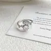Anel aberto de zircônia lapidação rosa requintado e sofisticado, com duas pontas, moderno, luxo leve, estiloso, empilhável, joia de anel de dedo personalizada