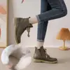 Comércio exterior transfronteiriço outono novo estilo Botas de tornozelo estilo Martin com sola grossa, bico redondo confortável, zíper, botas curtas retrô, sola macia, antiderrapante, botas de algodão para mulheres