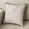 Almofada Jacquard de Veludo Estilo Vintage Cremoso para Sofá Sala de Estar Almofada de Costas Luxo Leve Retro Travesseiro de Cabeceira Pousada Folhas