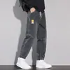 Jeans Cargo Nuevos para Hombre de Primavera y Otoño Marca de Moda Elegantes Holgados Versátiles Jogger con Cordón Pantalones Harem Pantalones Largos Casuales