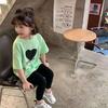 Camiseta de Verano para Niñas Nueva Manga Corta 100 Algodón Color Puro Simple Estilo Occidental Tops Casuales para Niños 2025 Ropa Infantil