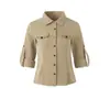 ESCOLHA DA EQUIPE Estilo Asiático Leve Tendência Retrô Americano Slim-Fit Top Camisa de Caça Jaqueta de Trabalho Feminina CS152