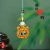 Pingente Ornamento Difusor de Sachet de Cabacinha Esculpida Estilo Antigo Madeira Verde Lótus para Celular, Chaves, Acessório Hanfu