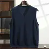 Cachemira 2026 Otoño e Invierno Nuevo Suéter de Punto con Cuello en V para Hombre Capa Base de Punto para Hombre de Mediana Edad Casual de Negocios Top Cálido sin Mangas